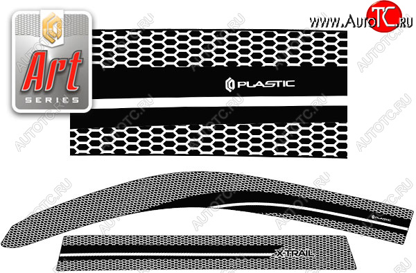 2 299 р. Ветровики дверей CA-Plastic Nissan X-trail 2 T31 дорестайлинг (2007-2011) (Серия Art графит, без хром. молдинга, крепление скотч)  с доставкой в г. Пермь