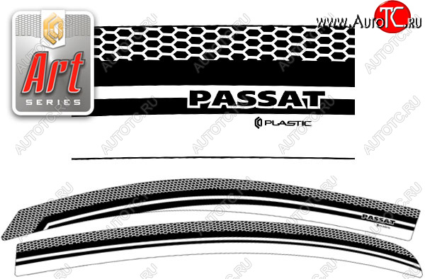 2 299 р. Ветровики дверей CA-Plastic Volkswagen Passat B7 седан (2010-2015) (Серия Art графит, без хром. молдинга)  с доставкой в г. Пермь