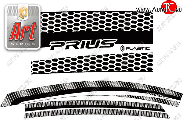 2 199 р. Ветровики дверей CA-Plsastic Toyota Prius XW20 дорестайлинг (2003-2005) (Серия Art серебро)  с доставкой в г. Пермь