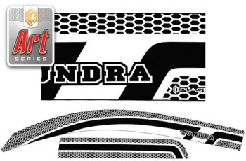 Ветровики дверей (Double Cab) CA-Plastic Toyota Tundra  XK50 (2007-2013) дорестайлинг, 1-ый рестайлинг (Серия Art серебро)