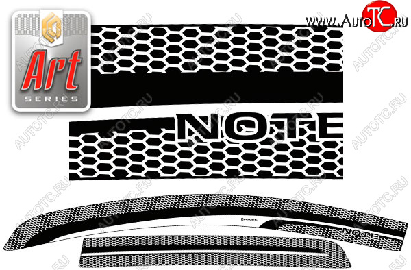 2 159 р. Ветровики дверей CA-Plastic  Nissan Note  2 (2012-2020) E12 дорестайлинг, E12 рестайлинг (Серия Art серебро, без хром. молдинга)  с доставкой в г. Пермь