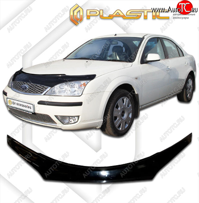 2 199 р. Дефлектор капота (exclusive) CA-Plastic  Ford Mondeo (2000-2007) Mk3,B4Y дорестайлинг, седан, Mk3,B4Y рестайлинг, седан (Classic чёрный, Без надписи)  с доставкой в г. Пермь