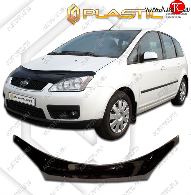 2 399 р. Дефлектор капота (exclusive) CA-Plastic  Ford C-max  Mk1 (2003-2007) доресталинг (Classic чёрный, Без надписи)  с доставкой в г. Пермь