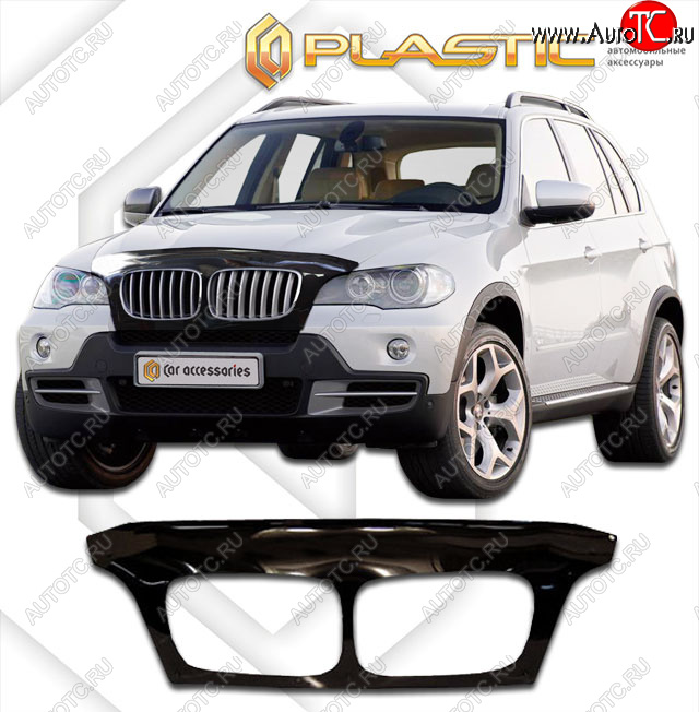 2 599 р. Дефлектор капота (exclusive) CA-Plastic BMW X5 E70 дорестайлинг (2006-2010) (Classic чёрный, Без надписи)  с доставкой в г. Пермь