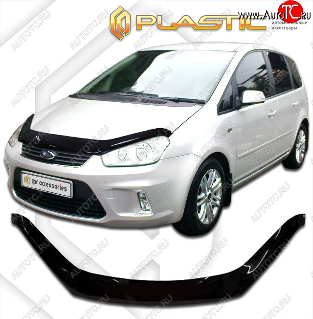 2 199 р. Дефлектор капота (exclusive) CA-Plastic  Ford C-max  Mk1 (2007-2010) рестайлинг (Classic чёрный, Без надписи)  с доставкой в г. Пермь