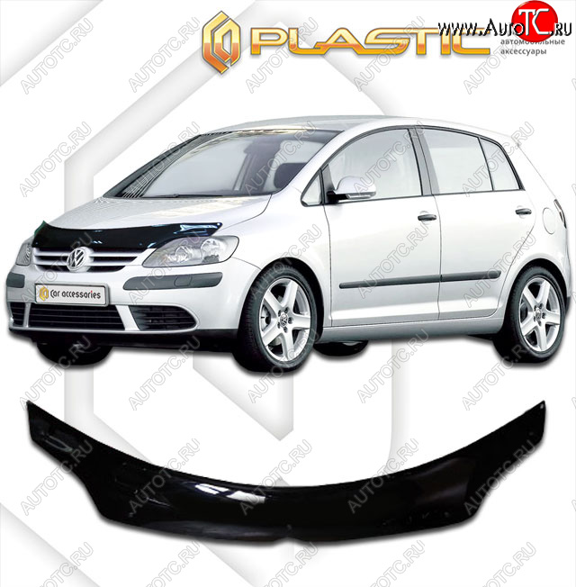 2 199 р. Дефлектор капота (exclusive) CA-Plastic  Volkswagen Golf Plus  5 (2004-2009) (Classic чёрный, Без надписи)  с доставкой в г. Пермь