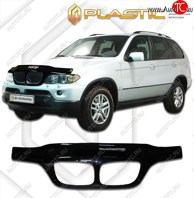 2 899 р. Дефлектор капота (exclusive) CA-Plastic  BMW X5  E53 (2003-2006) рестайлинг (Classic чёрный, Без надписи)  с доставкой в г. Пермь
