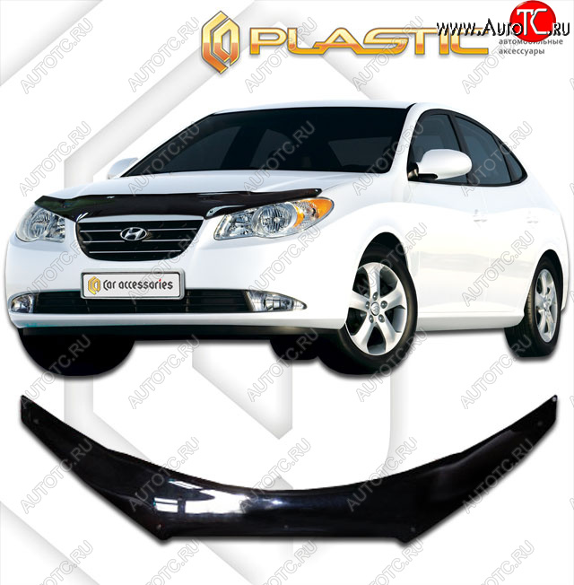 2 199 р. Дефлектор капота (exclusive) CA-Plastic Hyundai Avante (2006-2010) (Classic чёрный, Без надписи)  с доставкой в г. Пермь