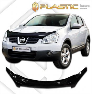 2 399 р. Дефлектор капота (exclusive) CA-Plastic  Nissan Dualis (2007-2014) J10 дорестайлинг, J10 1-ый рестайлинг, J10 2-ой рестайлинг (серия Classic черный, Без надписи)  с доставкой в г. Пермь. Увеличить фотографию 2