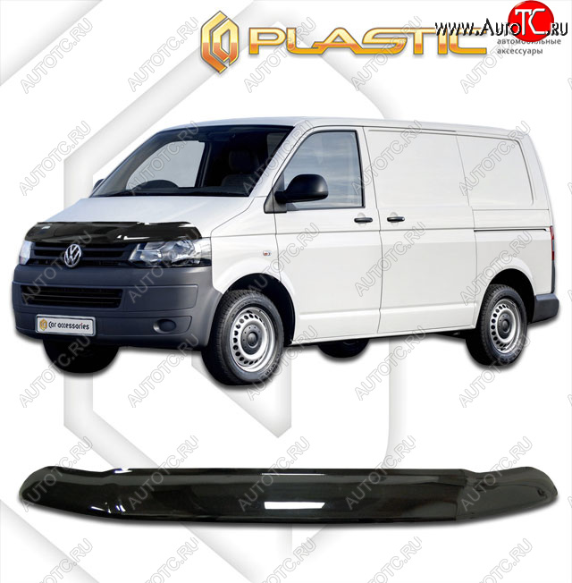 2 599 р. Дефлектор капота (exclusive) CA-Plastic  Volkswagen Multivan  T5 (2009-2015) рестайлинг (Classic чёрный, Без надписи)  с доставкой в г. Пермь