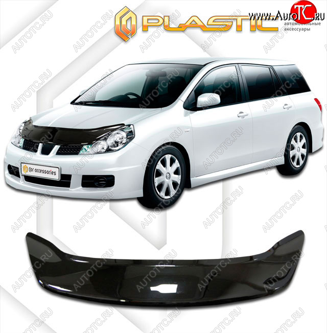 2 199 р. Дефлектор капота (exclusive) CA-Plastic  Mazda Familia Van  универсал (2007-2018) Y12 дорестайлинг, Y12 рестайлинг (Classic чёрный, Без надписи)  с доставкой в г. Пермь