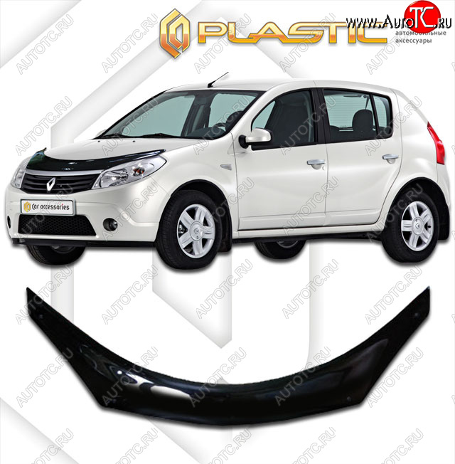 2 199 р. Дефлектор капота (exclusive) CA-Plastic  Renault Sandero Stepway  (BS) (2010-2014) (Classic чёрный, Без надписи)  с доставкой в г. Пермь