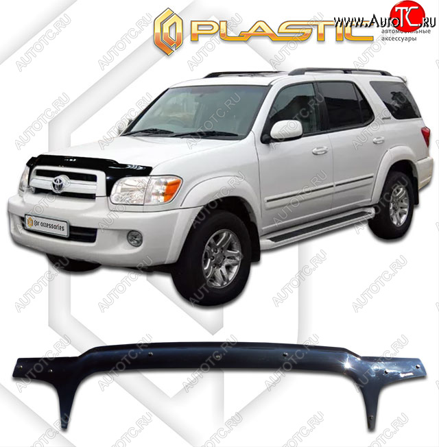 2 399 р. Дефлектор капота (exclusive) CA-Plastic  Toyota Sequoia (2004-2007) XK30, XK40 рестайлинг (Classic чёрный, Без надписи)  с доставкой в г. Пермь