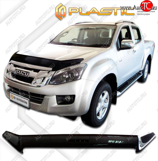 2 199 р. Дефлектор капота (exclusive) CA-Plastic  Isuzu D-Max ( RT85 ExtendedCab,  RT85,TFR ExtendedCab) (2011-2021) дорестайлинг, рестайлинг (Classic чёрный, Без надписи)  с доставкой в г. Пермь