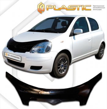 2 599 р. Дефлектор капота (3 door) CA-Plastic exclusive Toyota Vitz XP10 хэтчбэк 3 дв. дорестайлинг (1999-2001) (серия Classic чёрный, Без надписи)  с доставкой в г. Пермь. Увеличить фотографию 2
