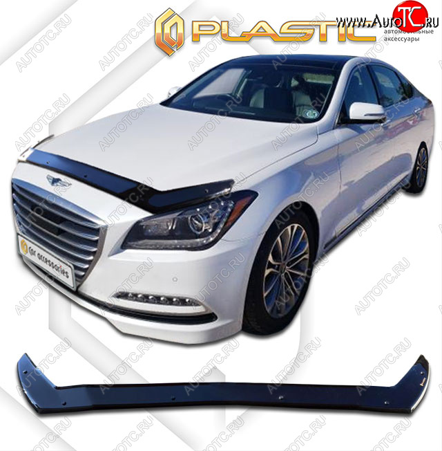 2 399 р. Дефлектор капота (exclusive) CA-Plastic  GENESIS G80  DH (2017-2020) (Classic чёрный, Без надписи)  с доставкой в г. Пермь