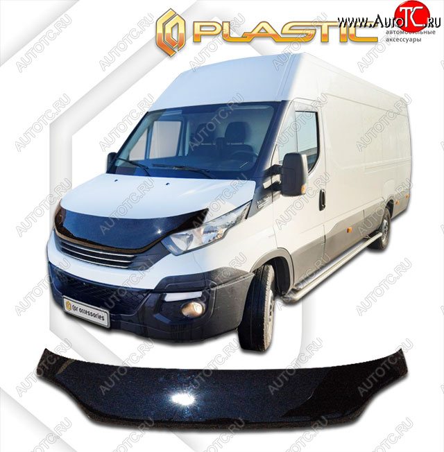 2 599 р. Дефлектор капота (exclusive) CA-Plastic  Iveco Daily (2014-2019) фургон (Classic чёрный, Без надписи)  с доставкой в г. Пермь