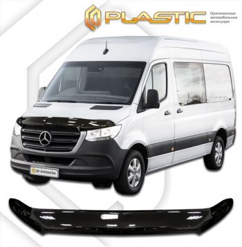 2 899 р. Дефлектор капота CA-Plastic exclusive Mercedes-Benz Sprinter W910 (2018-2025) (серия Classic черный, Без надписи)  с доставкой в г. Пермь. Увеличить фотографию 2