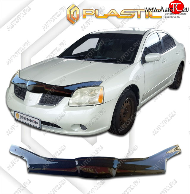 2 399 р. Дефлектор капота (exclusive) CA-Plastic  Mitsubishi Galant  9 (2004-2009) седан (Classic черный, Без надписи)  с доставкой в г. Пермь