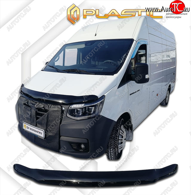 2 599 р. Дефлектор капота (exclusive) CA-Plastic  ГАЗ ГАЗель NN ( 220,  129,220,200) (2019-2025) автобус, цельнометаллический фургон, шасси (Classic чёрный, Без надписи)  с доставкой в г. Пермь