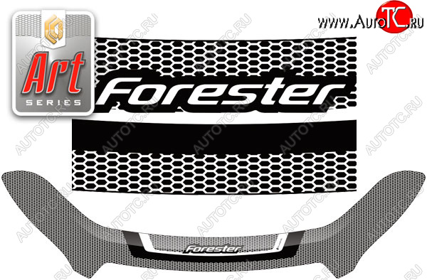 2 599 р. Дефлектор капота CA-Plastic Subaru Forester SK/S14 дорестайлинг (2018-2021) (Art белая)  с доставкой в г. Пермь