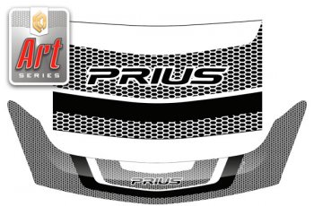 Дефлектор капота (exclusive левый руль) CA-Plastic Toyota Prius  XW20 (2003-2011) дорестайлинг, рестайлинг (серия Art чёрная)