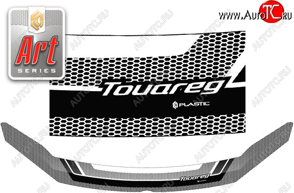 2 599 р. Дефлектор капота CA-Plastic  Volkswagen Touareg  NF (2010-2018) дорестайлинг, рестайлинг (Art чёрная)  с доставкой в г. Пермь