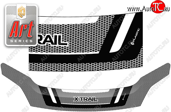 2 599 р. Дефлектор капота CA-Plastic Nissan X-trail 2 T31 рестайлинг (2010-2015) (Art графит)  с доставкой в г. Пермь