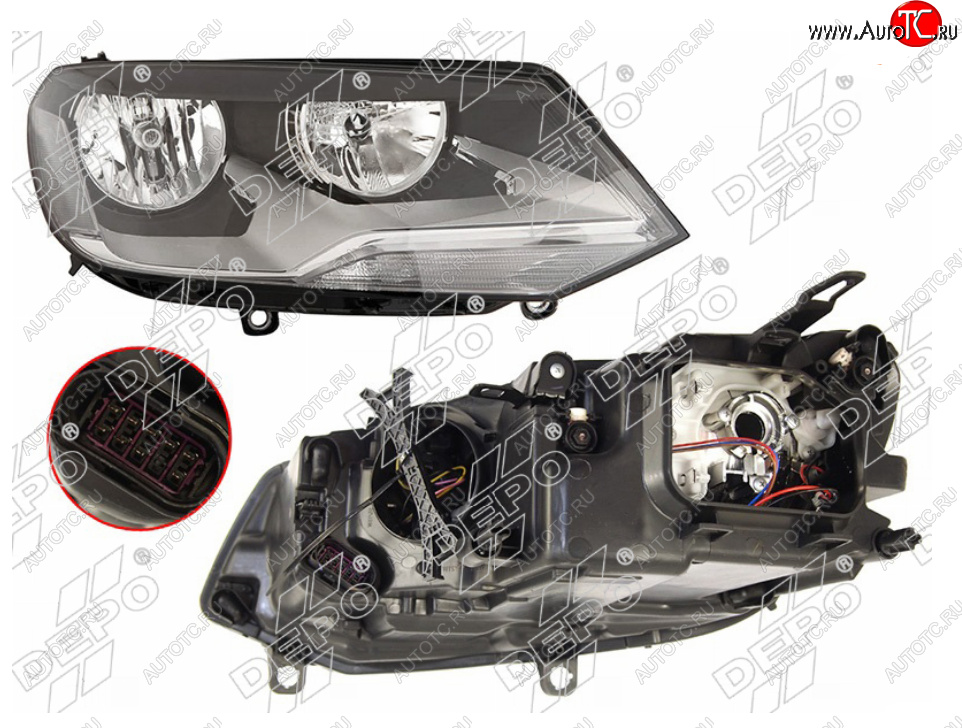 6 599 р. Правая фара (галоген, с корректором) DEPO Volkswagen Touareg NF дорестайлинг (2010-2014)  с доставкой в г. Пермь