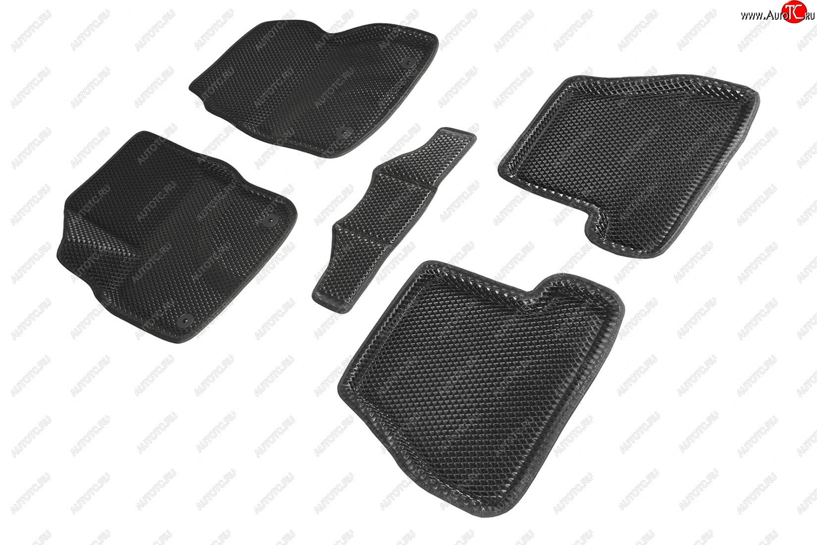 5 399 р. Коврики в салон EVA (АКПП, 3D, ромб, чёрные) Seintex Ford Focus 3 седан дорестайлинг (2011-2015)  с доставкой в г. Пермь