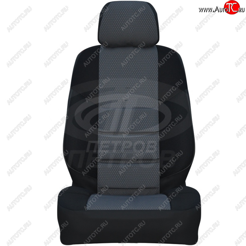 4 849 р. Чехлы (экокожа/жаккард, с подл.) ПЕТРОВ А10 Chevrolet Lacetti седан (2002-2013) (черный/черный)  с доставкой в г. Пермь