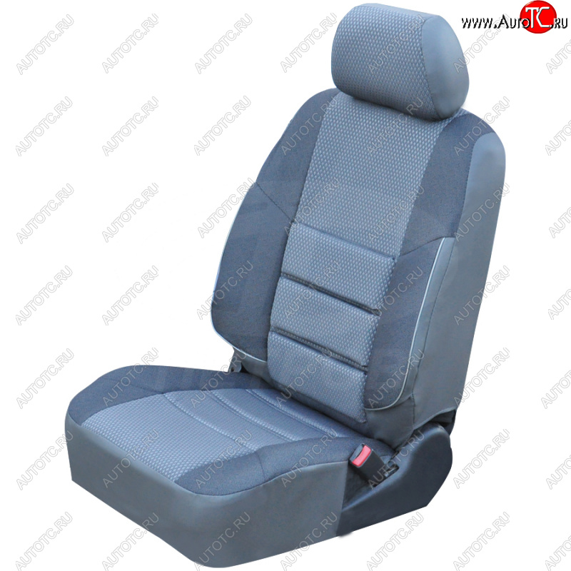 3 999 р. Чехлы сидений (экокожа-жаккард, 60/40) Петров А10 Hyundai Solaris RBr хэтчбэк дорестайлинг (2010-2014) (Серый)  с доставкой в г. Пермь