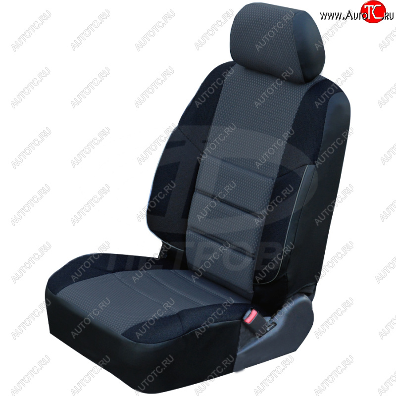 3 999 р. Чехлы сидений (экокожа-жаккард) Петров А10 Nissan Qashqai 2 J11 дорестайлинг (2013-2019) (Черный)  с доставкой в г. Пермь