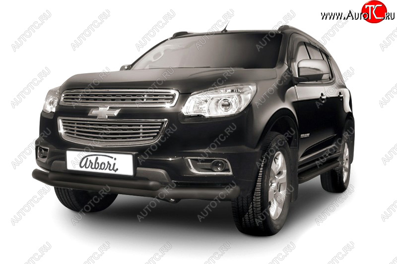 12 649 р. Защита переднего бампера двойная (диаметр 76+57 мм) Arbori Chevrolet Trailblazer GM800 дорестайлинг (2012-2016)  с доставкой в г. Пермь