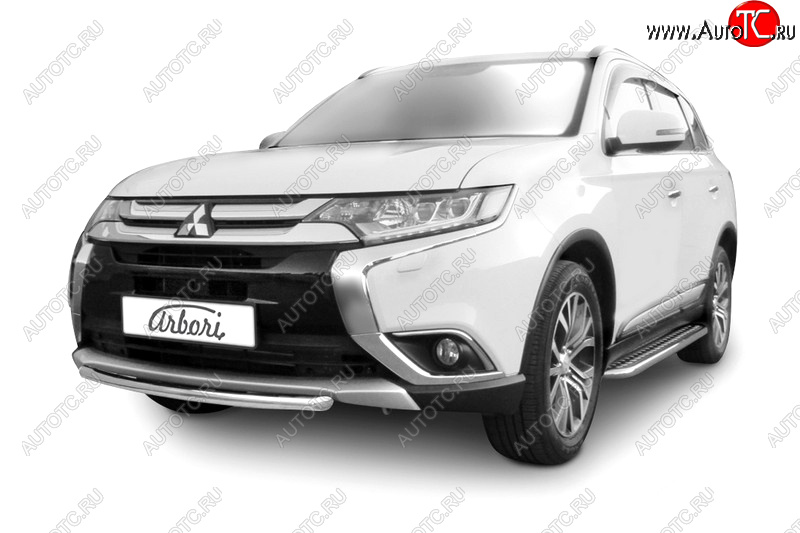 4 499 р. Защита переднего бампера (короткая диаметр 57 мм) Arbori Mitsubishi Outlander GF 2-ой рестайлинг (2015-2018)  с доставкой в г. Пермь