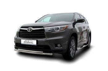 Защита переднего бампера двойная (диаметр 57+42 мм) Arbori Toyota Highlander  XU50 (2013-2017) дорестайлинг