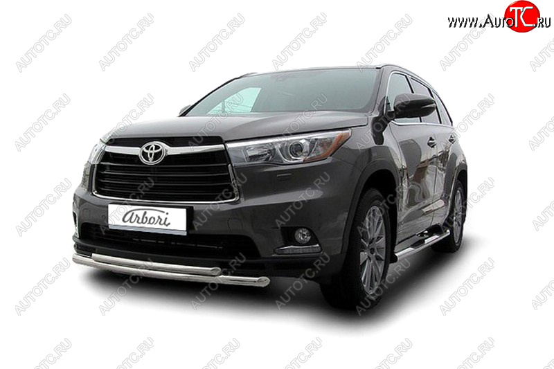 25 549 р. Защита переднего бампера двойная (диаметр 57+42 мм) Arbori  Toyota Highlander  XU50 (2013-2017) дорестайлинг  с доставкой в г. Пермь