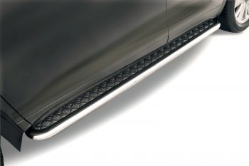 Защита порогов с подножкой (усиленная диаметр 57) Arbori Toyota Highlander  XU50 (2013-2017) дорестайлинг