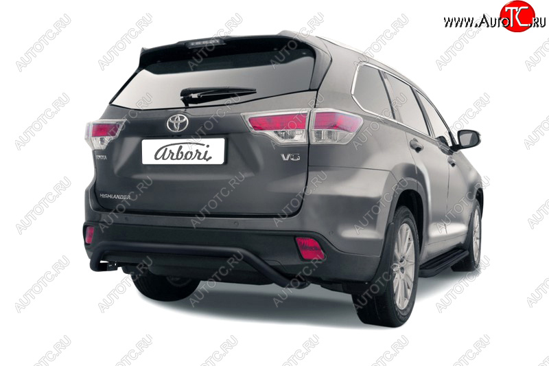 2 799 р. Защита заднего бампера (диаметр 57 мм) Arbori Toyota Highlander XU50 дорестайлинг (2013-2017)  с доставкой в г. Пермь