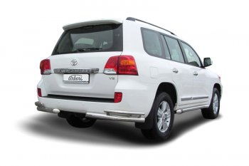 Защита заднего бампера из двух боковых уголков (двойная d76+42) Arbori Toyota Land Cruiser  200 (2012-2015) 1-ый рестайлинг