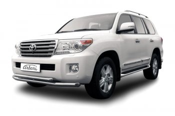 Защита переднего бампера двойная (диаметр 76+57 мм) Arbori Toyota Land Cruiser  200 (2012-2015) 1-ый рестайлинг