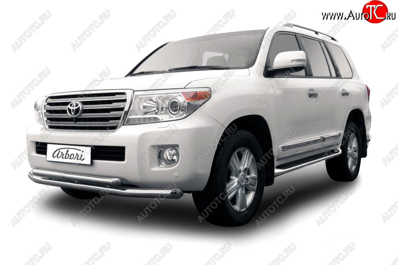 55 999 р. Защита переднего бампера двойная (диаметр 76+57 мм) Arbori  Toyota Land Cruiser  200 (2012-2015) 1-ый рестайлинг  с доставкой в г. Пермь