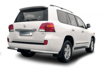 Защита заднего бампера из двух боковых уголков (диаметр 76 мм) Arbori Toyota Land Cruiser  200 (2012-2015) 1-ый рестайлинг
