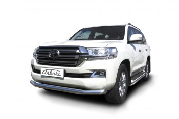 Защита переднего бампера (диаметр 76 мм) Arbori Toyota Land Cruiser  200 (2015-2021) 2-ой рестайлинг