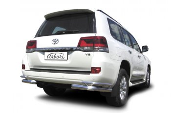 Защита заднего бампера из двух боковых уголков (двойная d76+42) Arbori Toyota Land Cruiser  200 (2015-2021) 2-ой рестайлинг