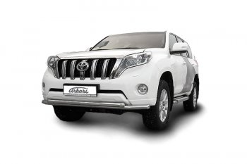 Защита переднего бампера двойная (диаметр 57+57 мм) Arbori Toyota Land Cruiser Prado  J150 (2013-2017) 1-ый рестайлинг
