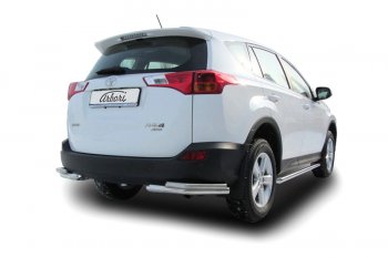 Защита заднего бампера из двух боковых уголков (двойная d57+42) Arbori Toyota RAV4  XA40 (2012-2015) 5 дв. дорестайлинг