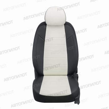 Чехлы сидений (экокожа, сплош. сп./с вырезом под подл.) Автопилот Audi A4 ( B6,  B7) (2000-2008) седан (черный/белый)