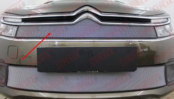 Защитная сетка в решетку радиатора (ячейка 3х7 мм) Стрелка11 Стандарт CITROEN C4 B7 седан рестайлинг (2015-2022) (хром)