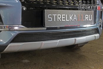 Защитная сетка радиатора в бампер (ячейка 3х7 мм) Стрелка 11 Стандарт Chery Tiggo 4 1-ый рестайлинг (2018-2023) (черная)